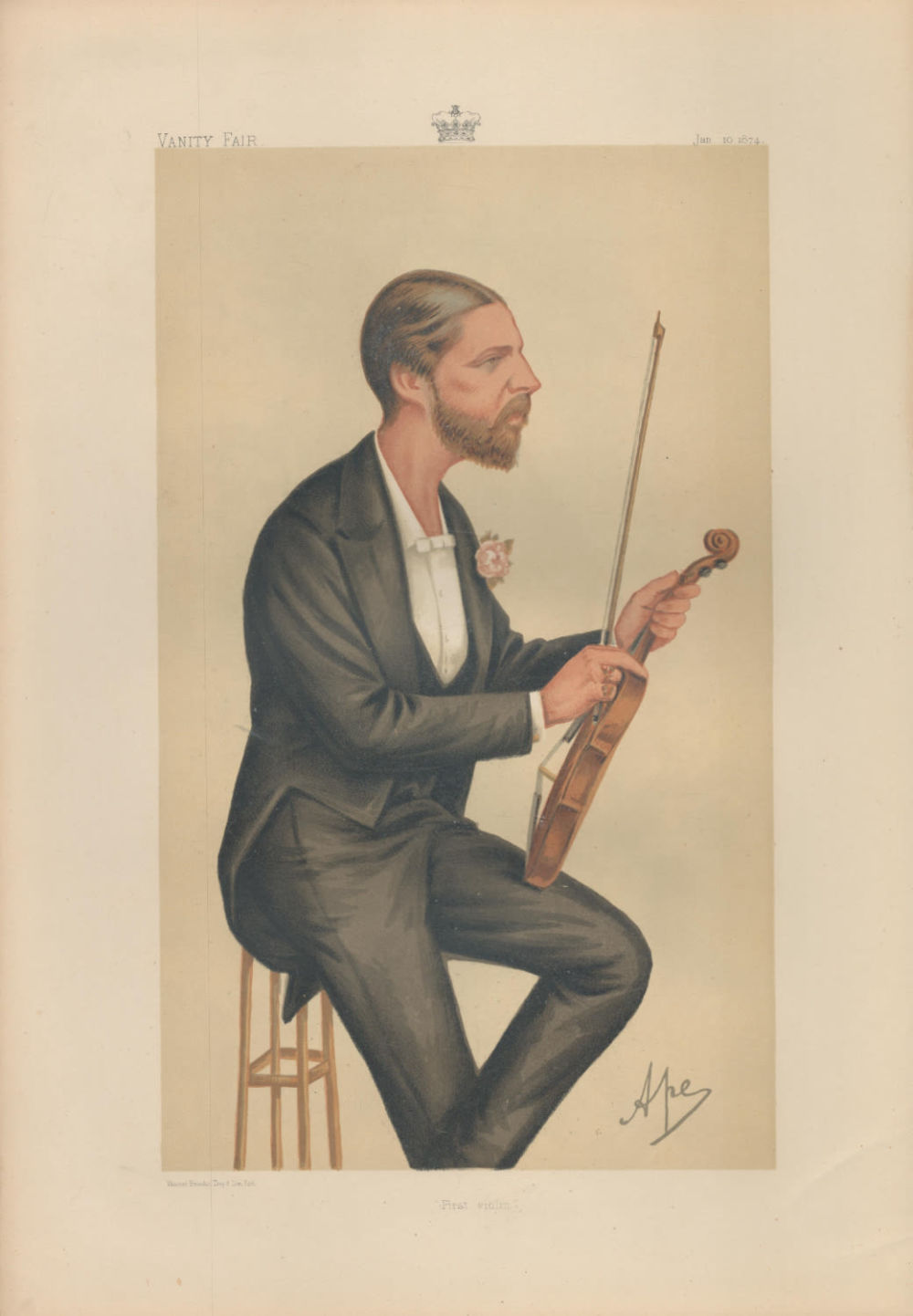 Lot 494: Vanity Fair print. Titled First violin. Subject Duke...