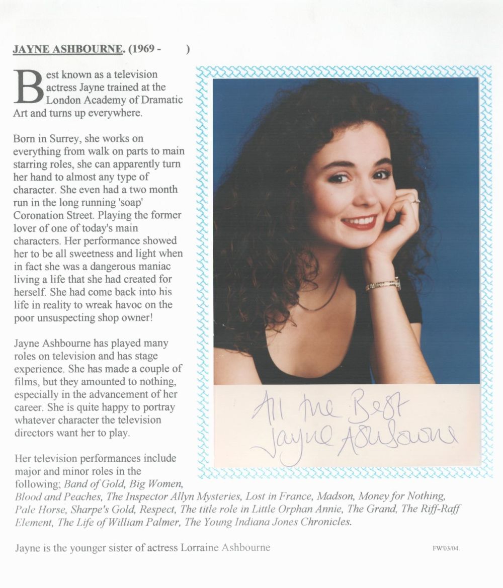 Lot 539: Jayne Ashbourne signed 6x4inch colour photo. Good condition....