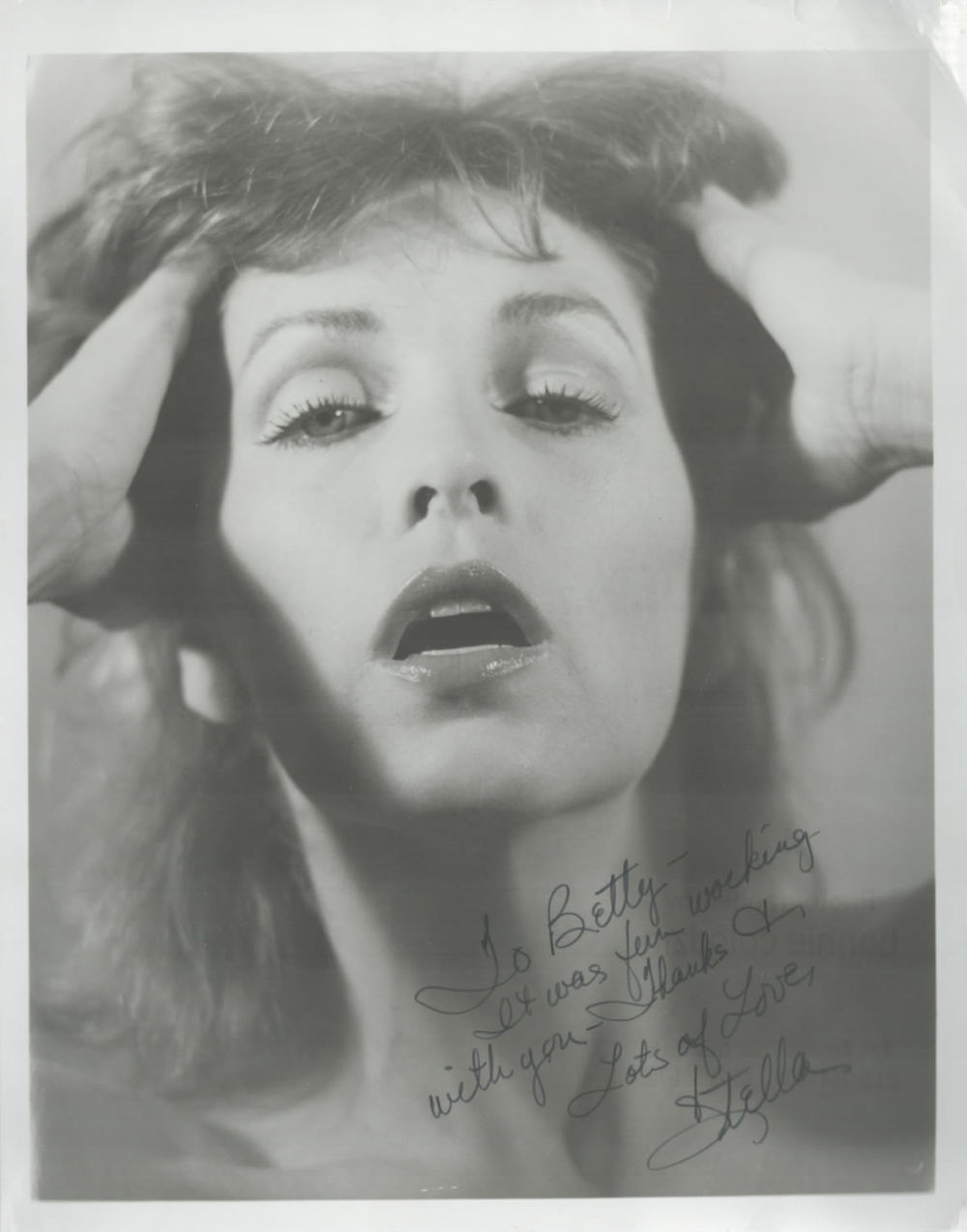Lot 544: Stella Stevens signed 10x8inch black and white photo....