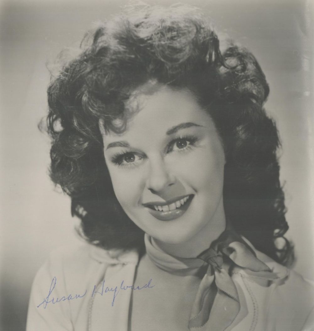 Lot 550: Susan Hayward signed 8x8inch black and white photo....