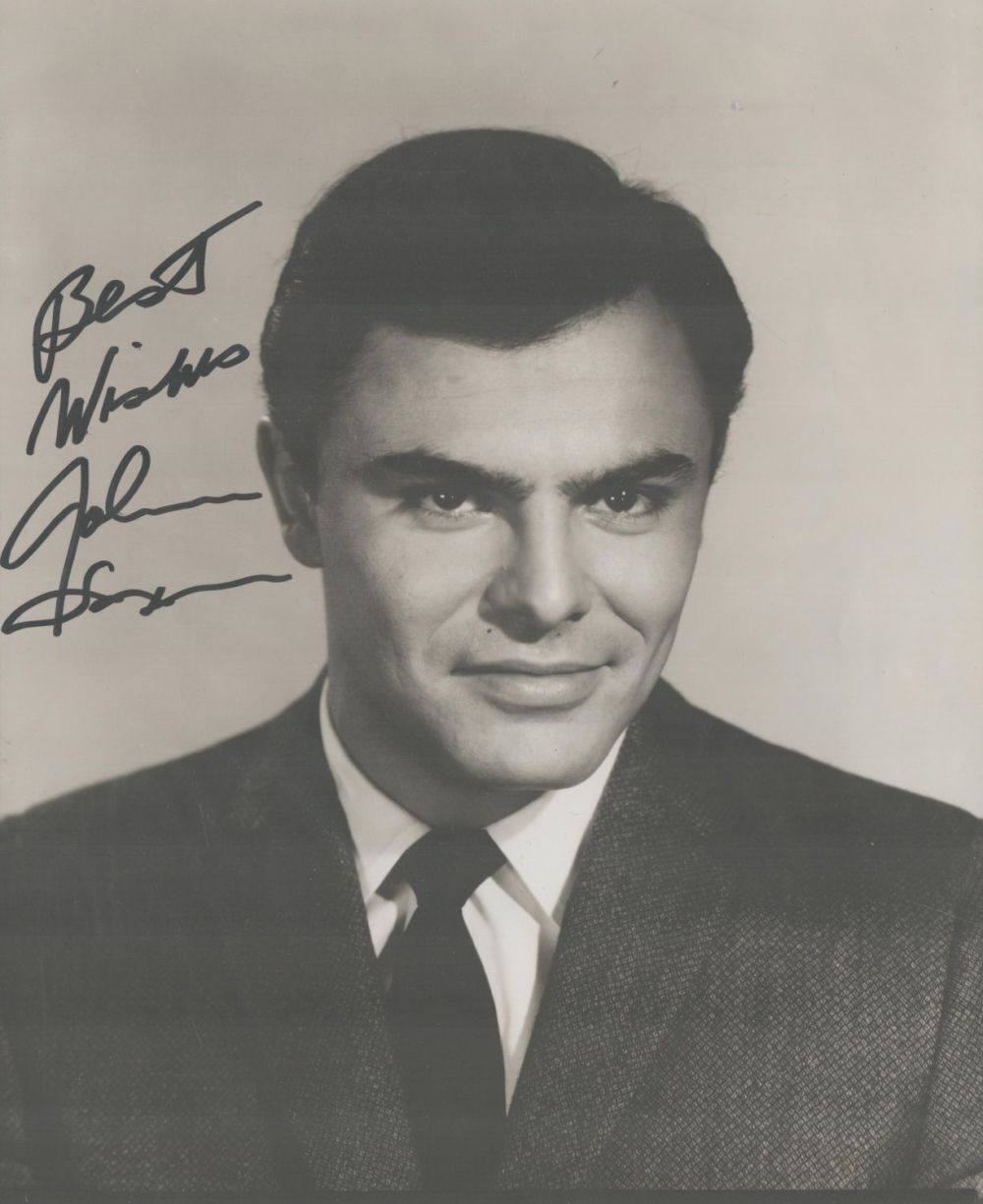 Lot 574: John Saxon signed 10x8 black and white photo....