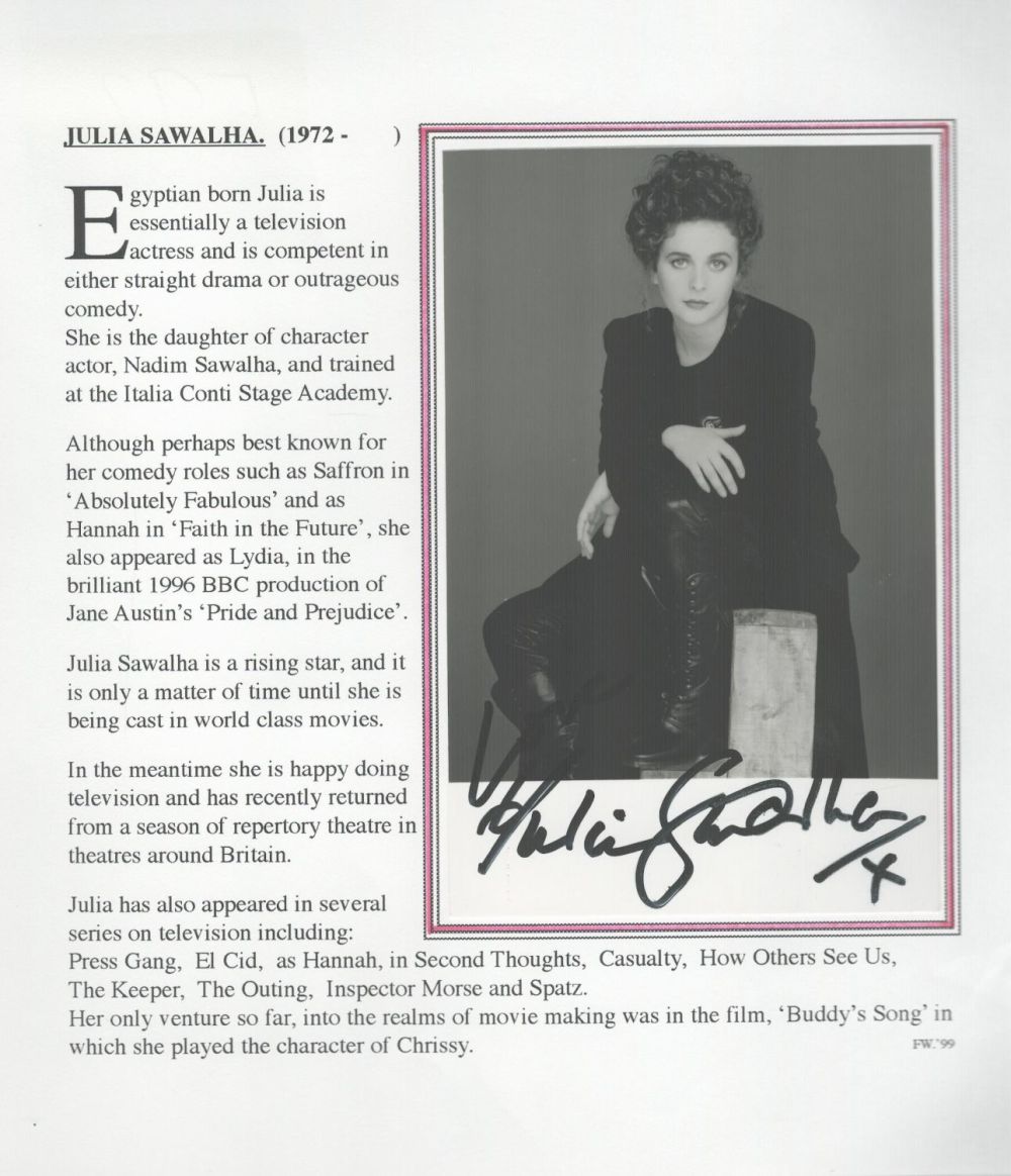 Lot 592: Julia Sawalha 8x8 signature piece. Good condition. All...