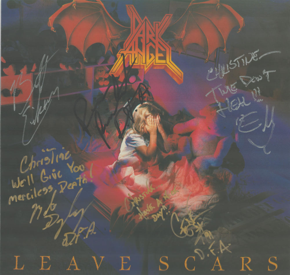 Lot 662: Dark Angel multi signed Leave Scars album sleeve...