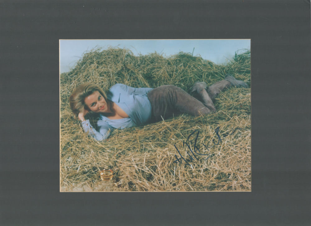 Lot 688: Honor Blackman signed 16x12 inch overall mounted colour...