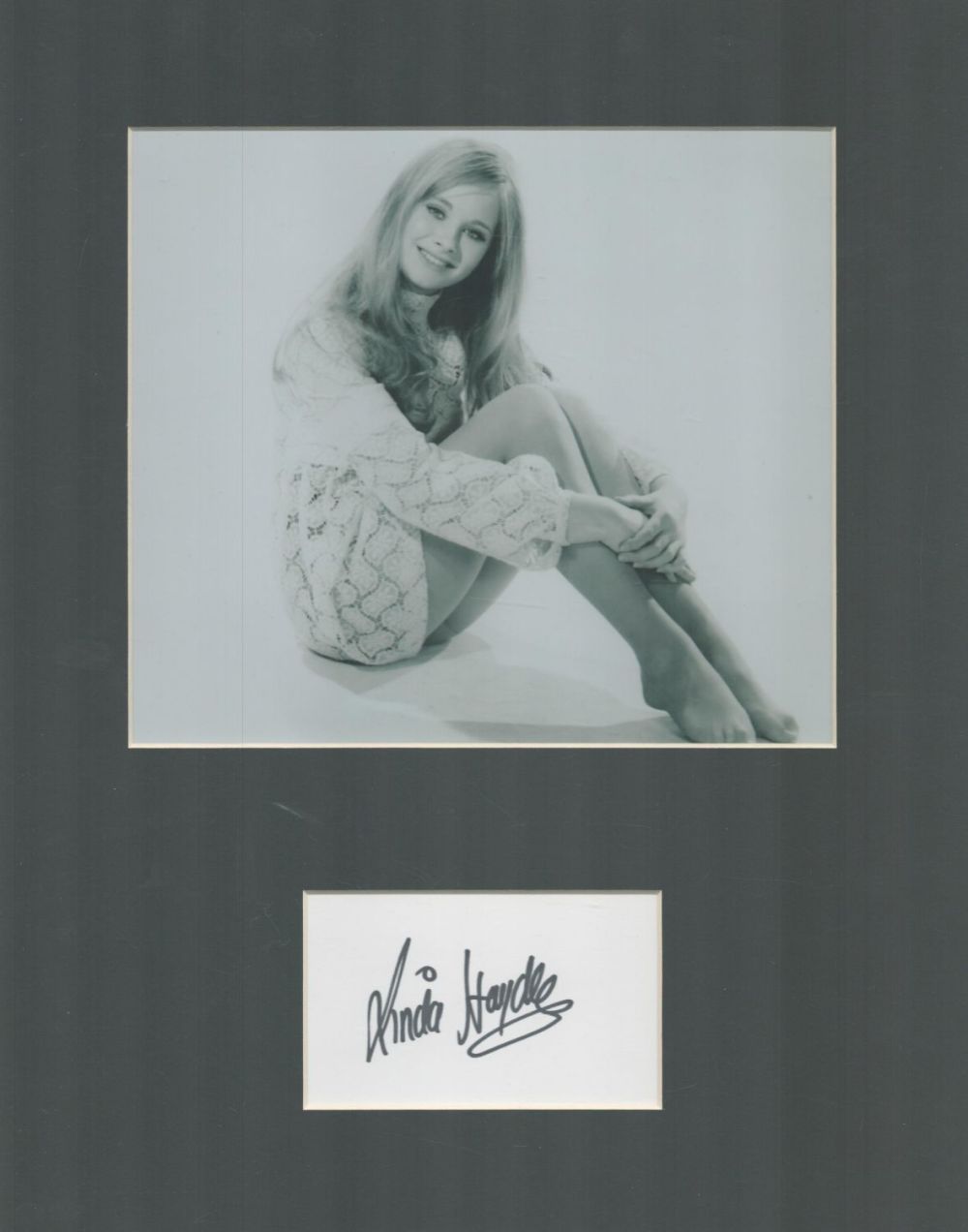 Lot 698: Linda Hayden 14x12 inch overall mounted signature piece...