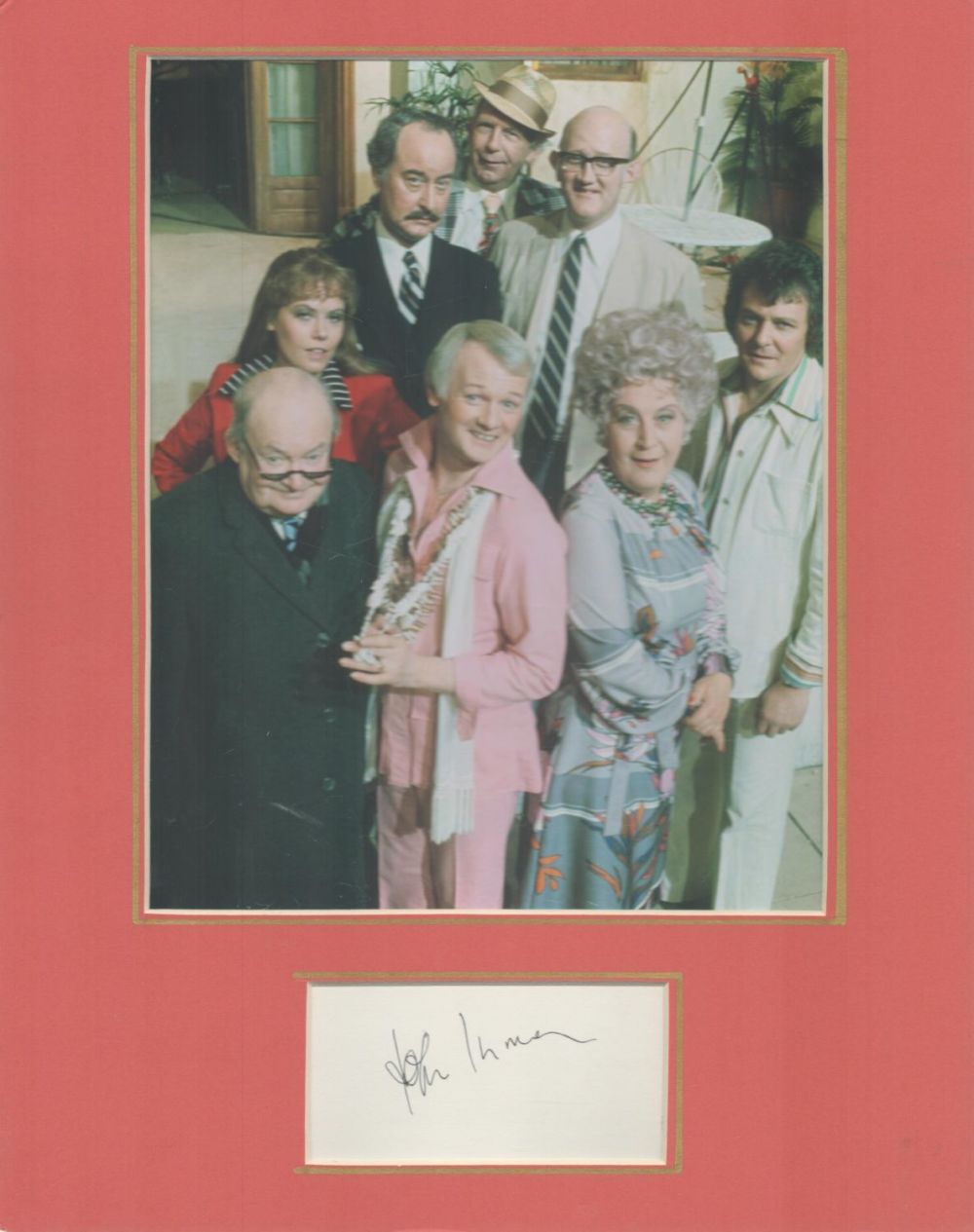 Lot 705: John Inman 14x11 inch mounted signature piece includes...