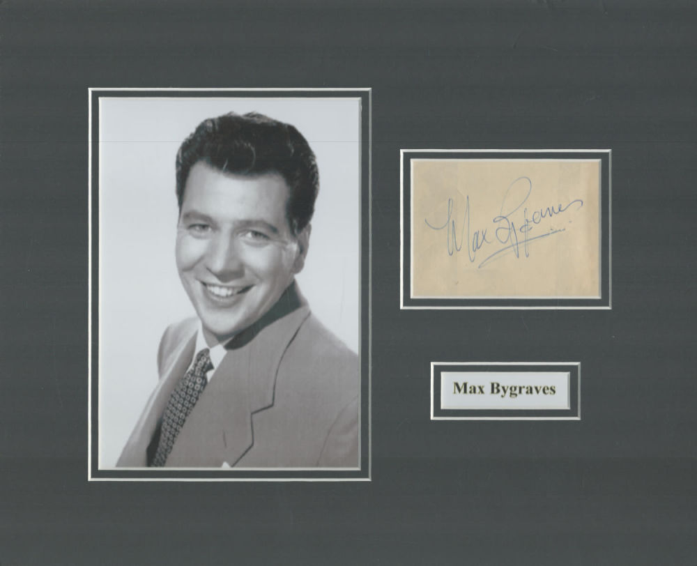 Lot 706: Max Bygraves 14x11 inch mounted signature piece includes...