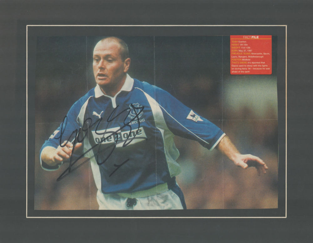 Lot 707: Paul Gascoigne signed 14x11 inch overall mounted colour...