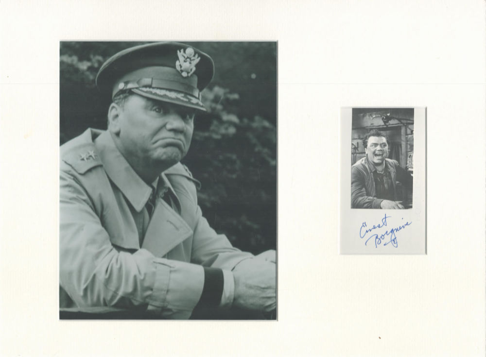 Lot 714: Ernest Borgnine 16x12 overall mounted signature piece includes...