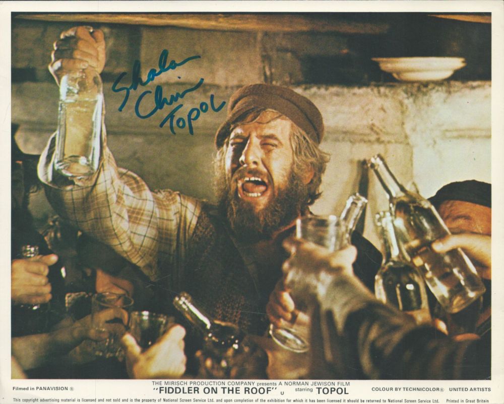 Lot 736: Chaim Topol signed 10x8 inch Fiddler on the...
