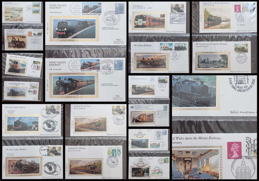Lot 215: Benham Suede Brown Album Railways Collection 52 FDC...