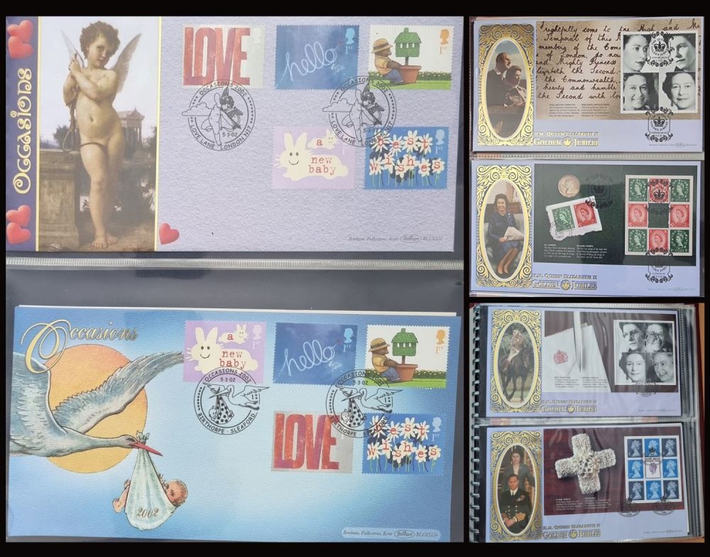 Lot 238: Burgundy Benham Album Collection 23 FDC 5 x...