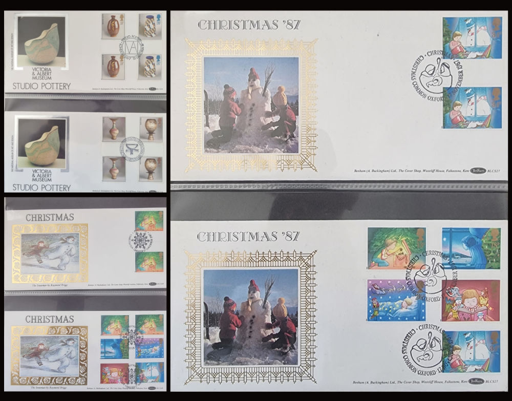 Lot 242: Burgundy Suede Benham Album Collection 22 FDC 5...