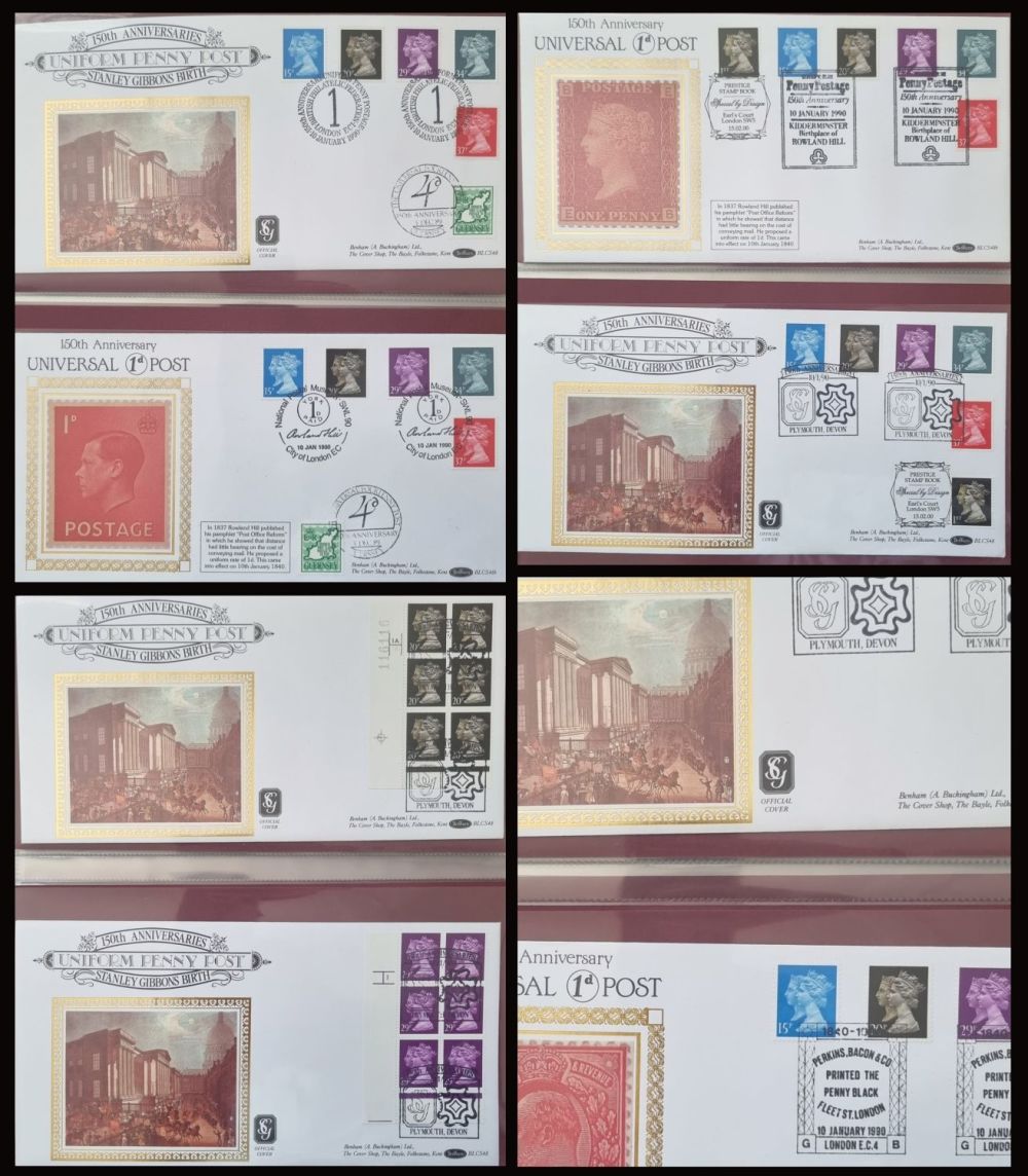 Lot 245: Burgundy Benham Album Collection FDC 43 8 x...