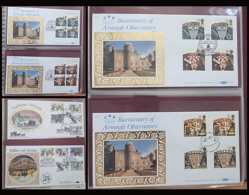 Lot 266: Burgundy Suede Benham Album collection 29 FDC 7...