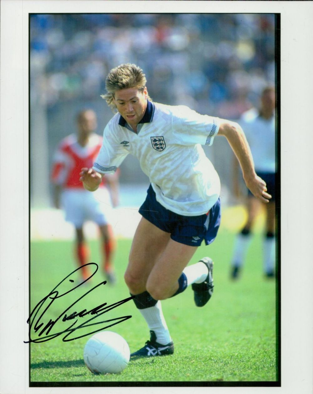Lot 244: Chris Waddle signed England 10x8 inches colour photo....