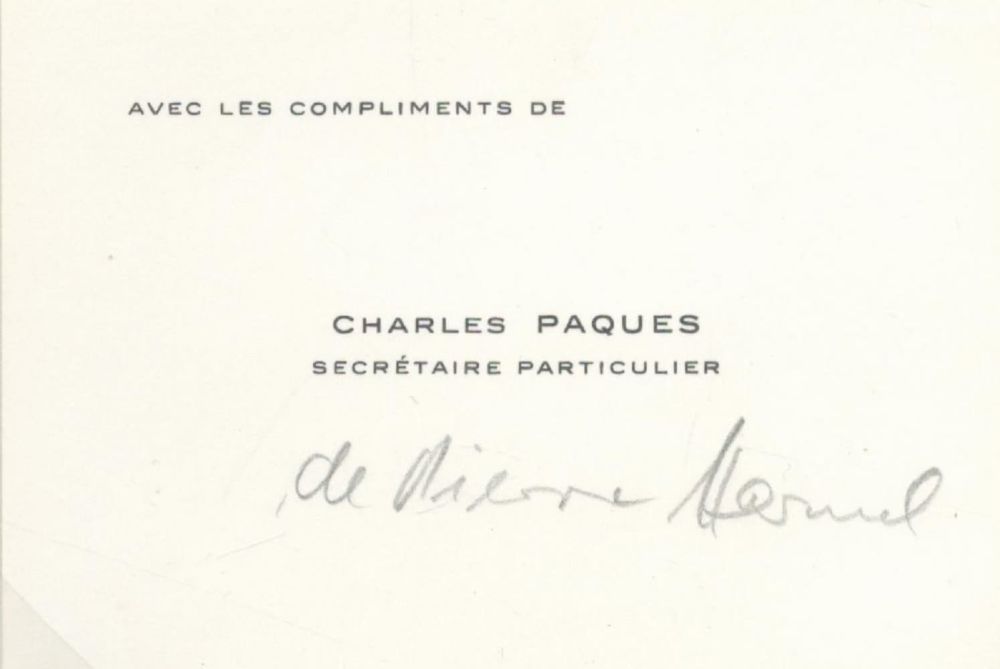 Lot 253: Belgian Politician Pierre Harmel Signed on Charles Paques...