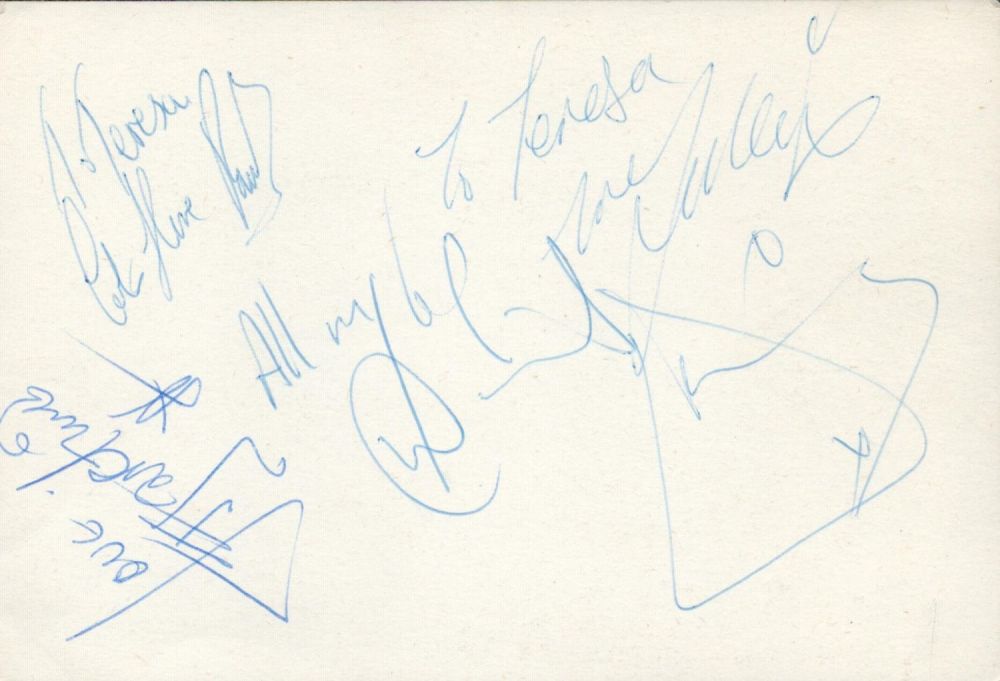 Lot 311: Music Guys 'N' Dolls signed 6x4 inch black...