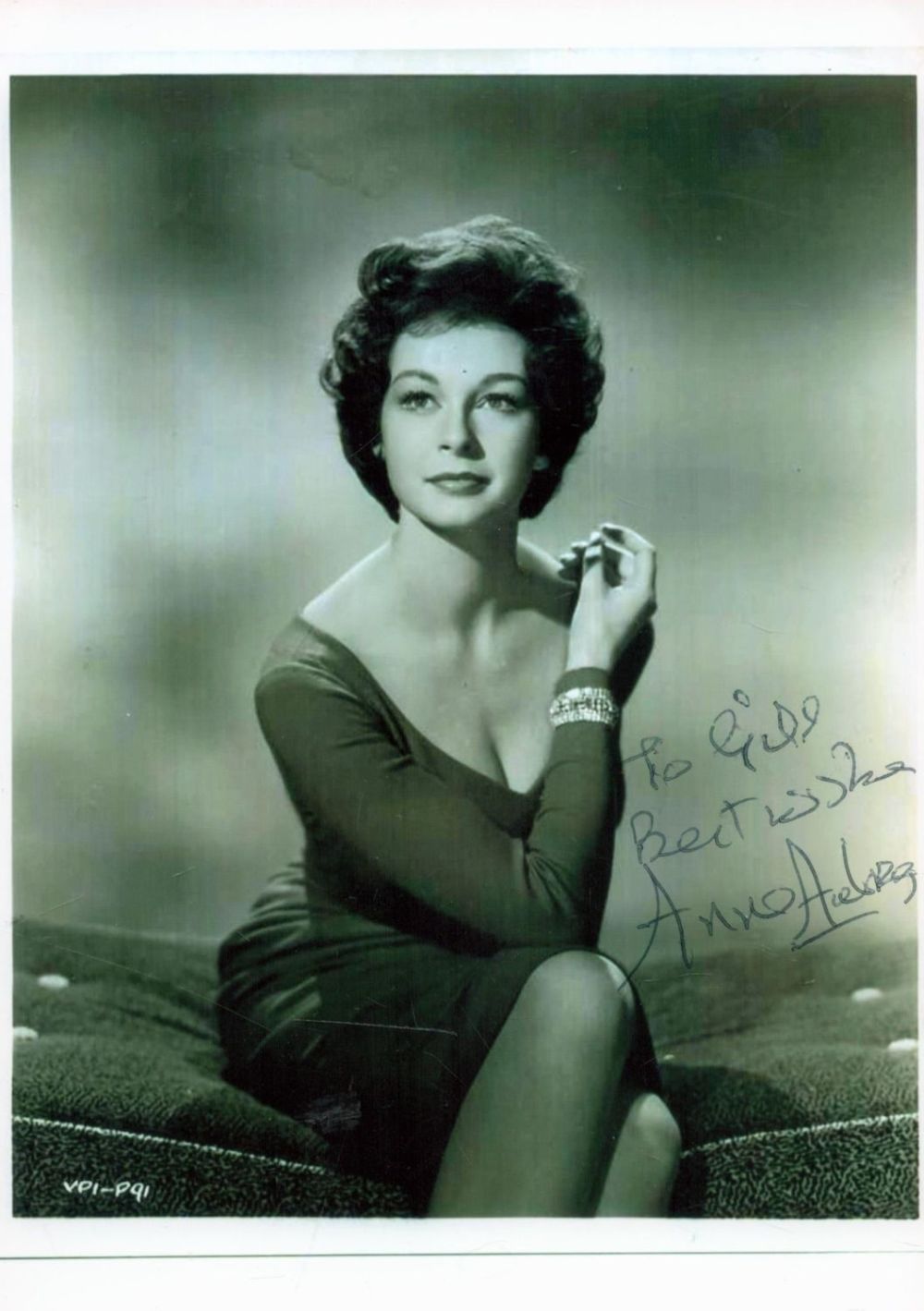 Lot 383: Anne Aubrey signed 7x5 black and white photo....