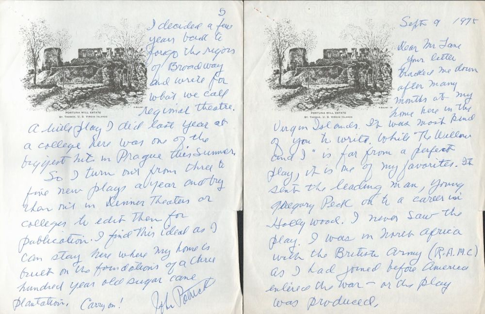Lot 396: John Patrick ALS dated 9/9/1975. American playwright. All...