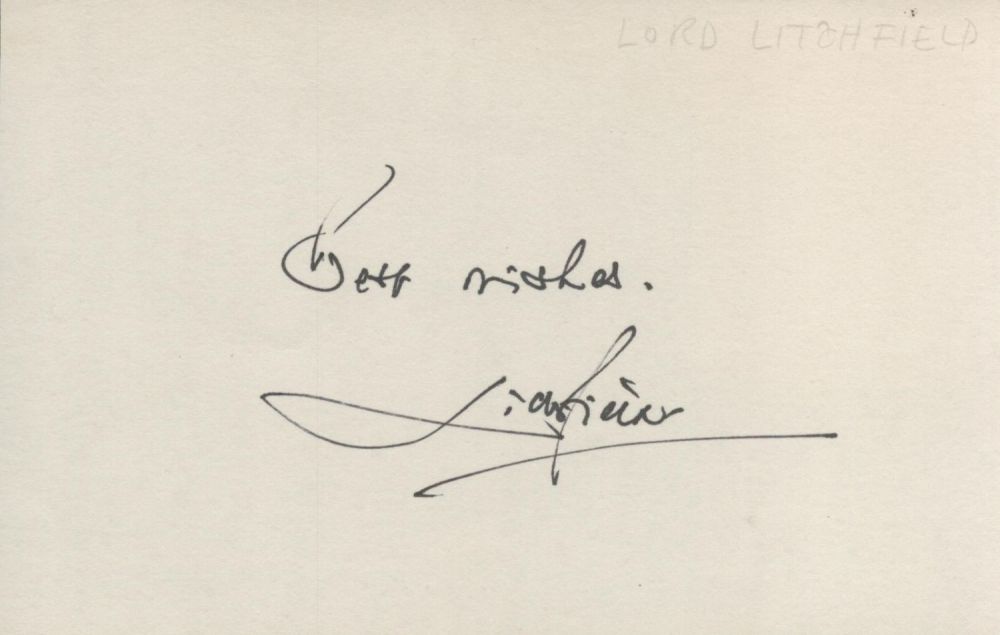 Lot 468: Lord Patrick Anson Lichfield signed 6 x 4...