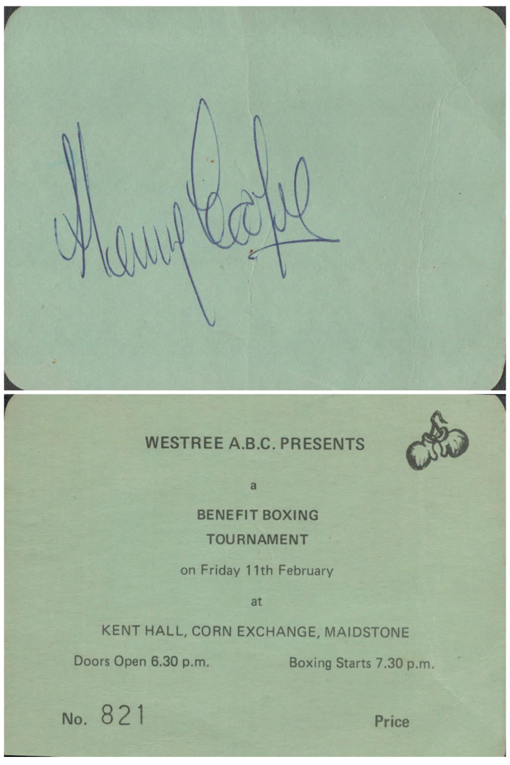 Lot 502: Boxing Henry Cooper signed Westree A. B. C...