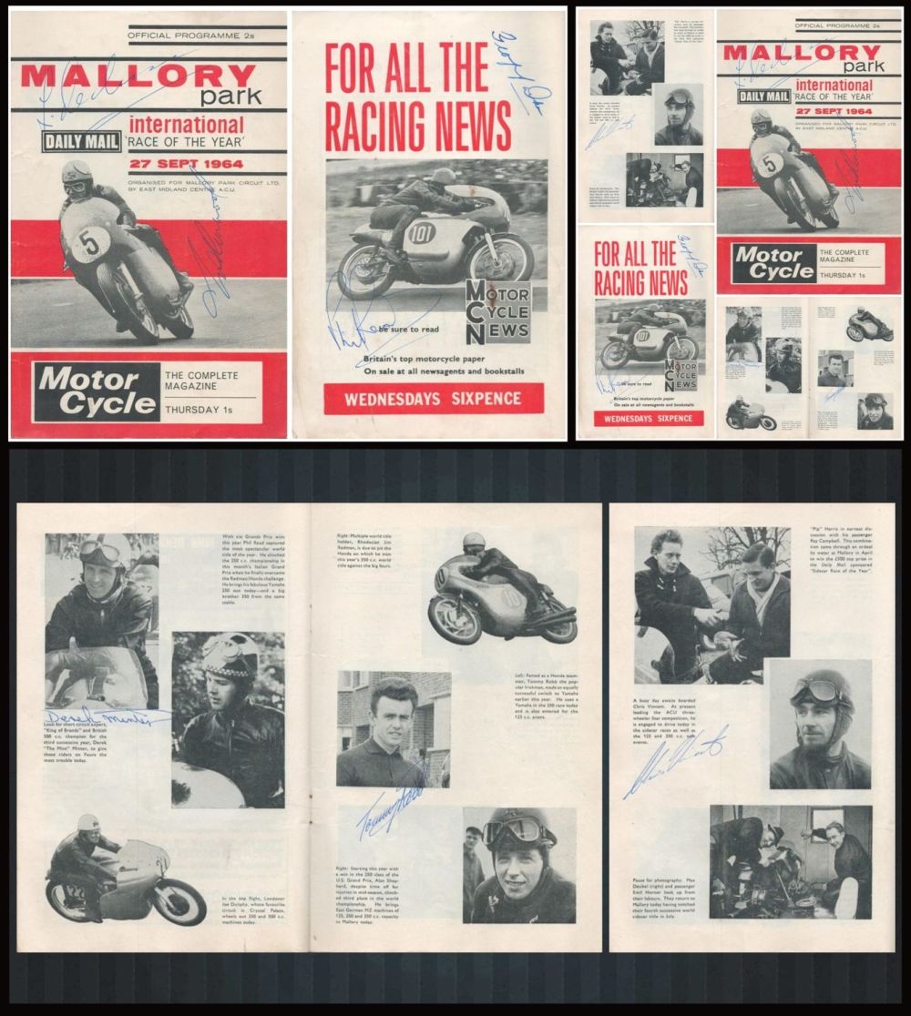 Lot 565: Motorcycle Mallory Park vintage 1974 official multisigned programme...