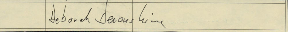 Lot 600: Deborah Cavendish, Duchess of Devonshire signed 9x1 visitors...