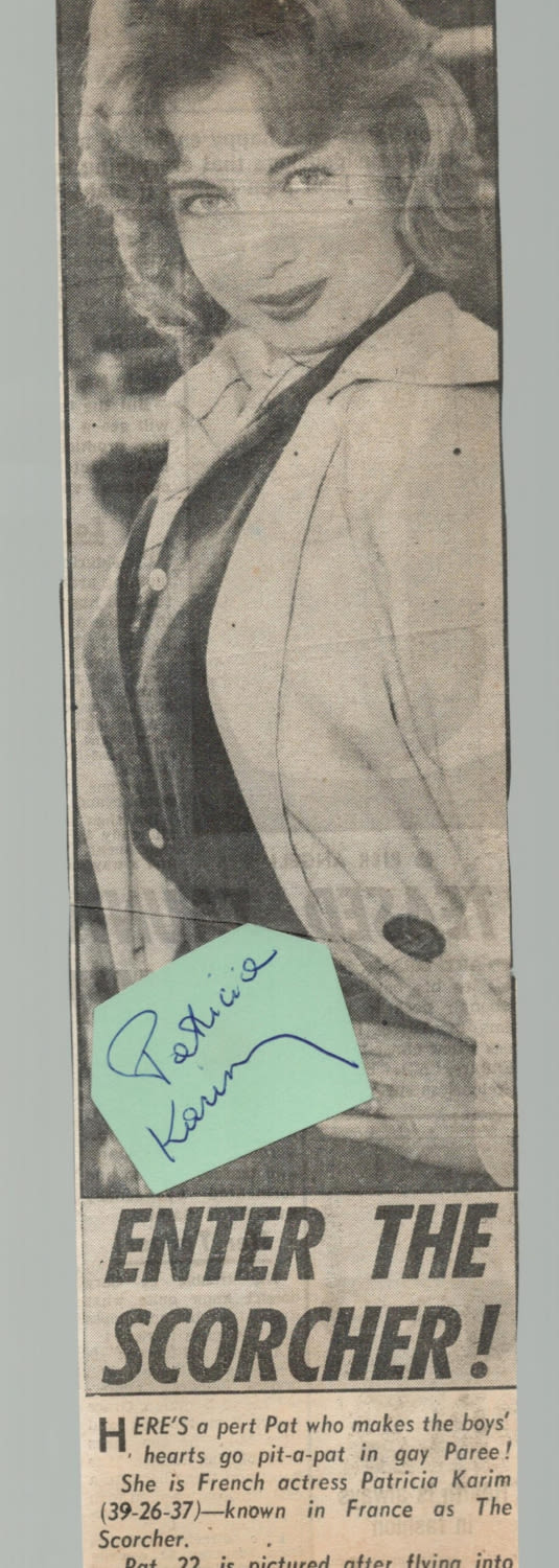 Lot 612: Patricia Karim signed album cut-out, Attached to magazine...