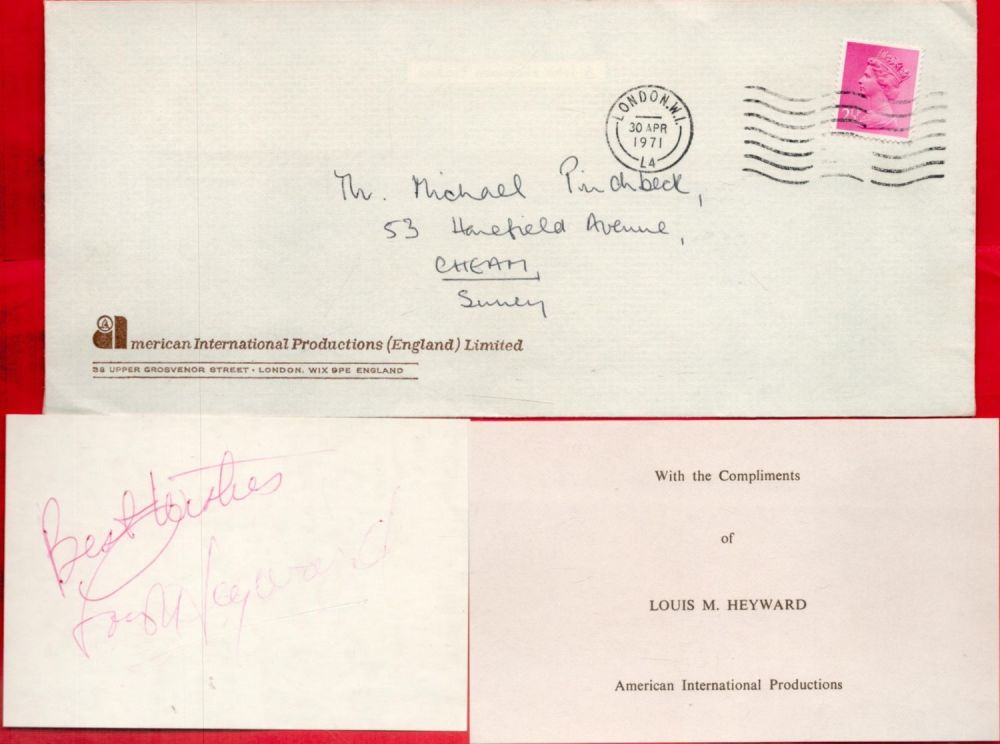Lot 627: Actor Luis Hayward signed card with original mailing...