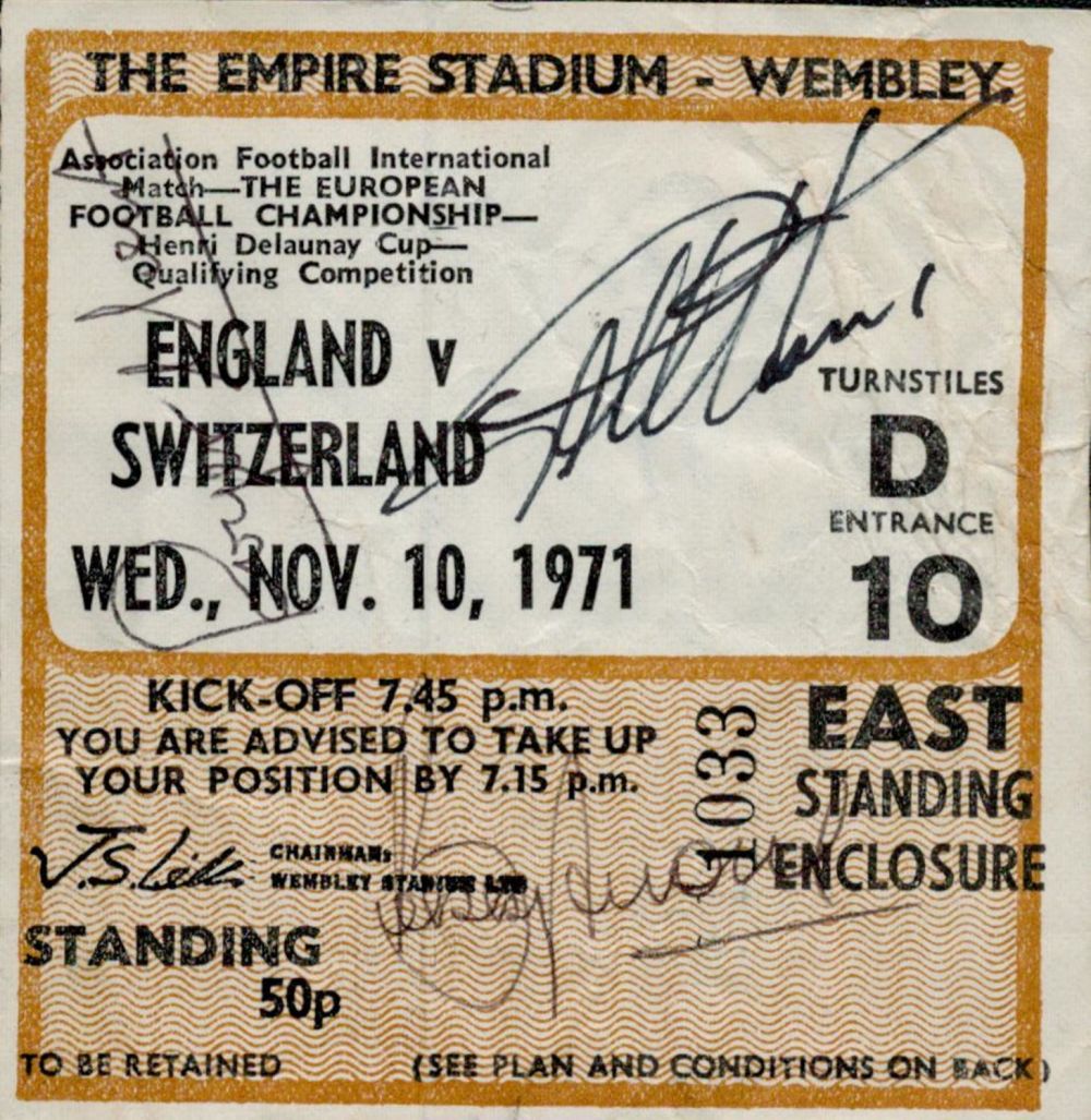 Lot 641: Football. Bobby Moore, Geoff Hurst and Roger Hunt...