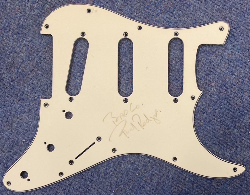 Lot 643: Paul Rodgers signed Guitar scratch plate. Paul Rodgers...
