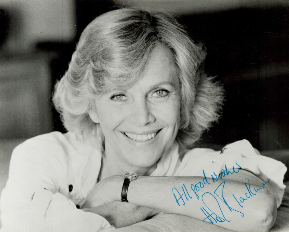 Lot 122: Honor Blackman signed 10x8 inch black and white...