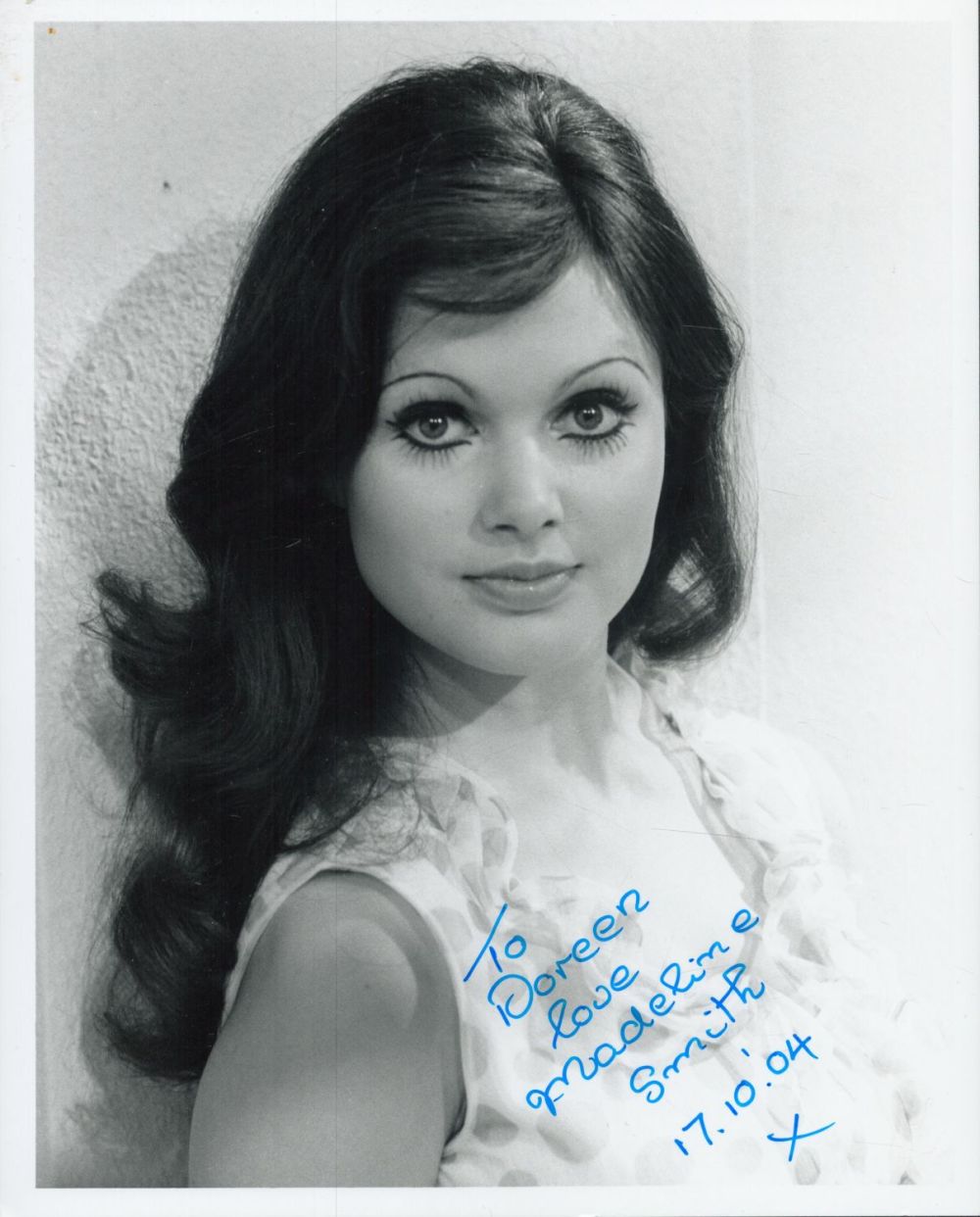 Lot 152: Madeline Smith signed 10x8 inch black and white...