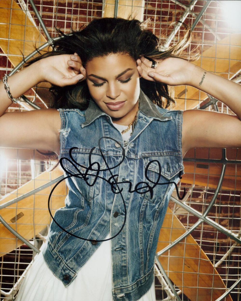 Lot 215: Jordin Sparks signed 10x8 inch colour photo. Good...