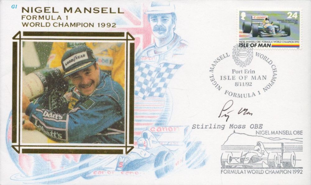 Lot 188: Motor Racing Stirling Moss signed 1992 Nigel Mansell...