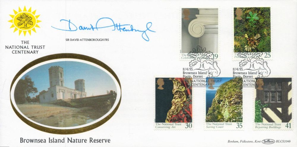Lot 189: David Attenborough signed 1995 Benham official National Trust...