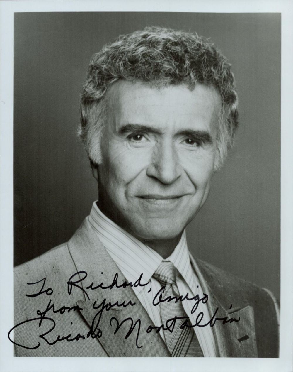 Lot 61: Ricardo Montalban Signed 10x8 inch Black and White...