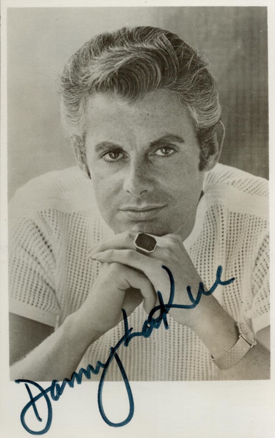 Lot 82: Danny La Rue signed 6x4inch black and white...
