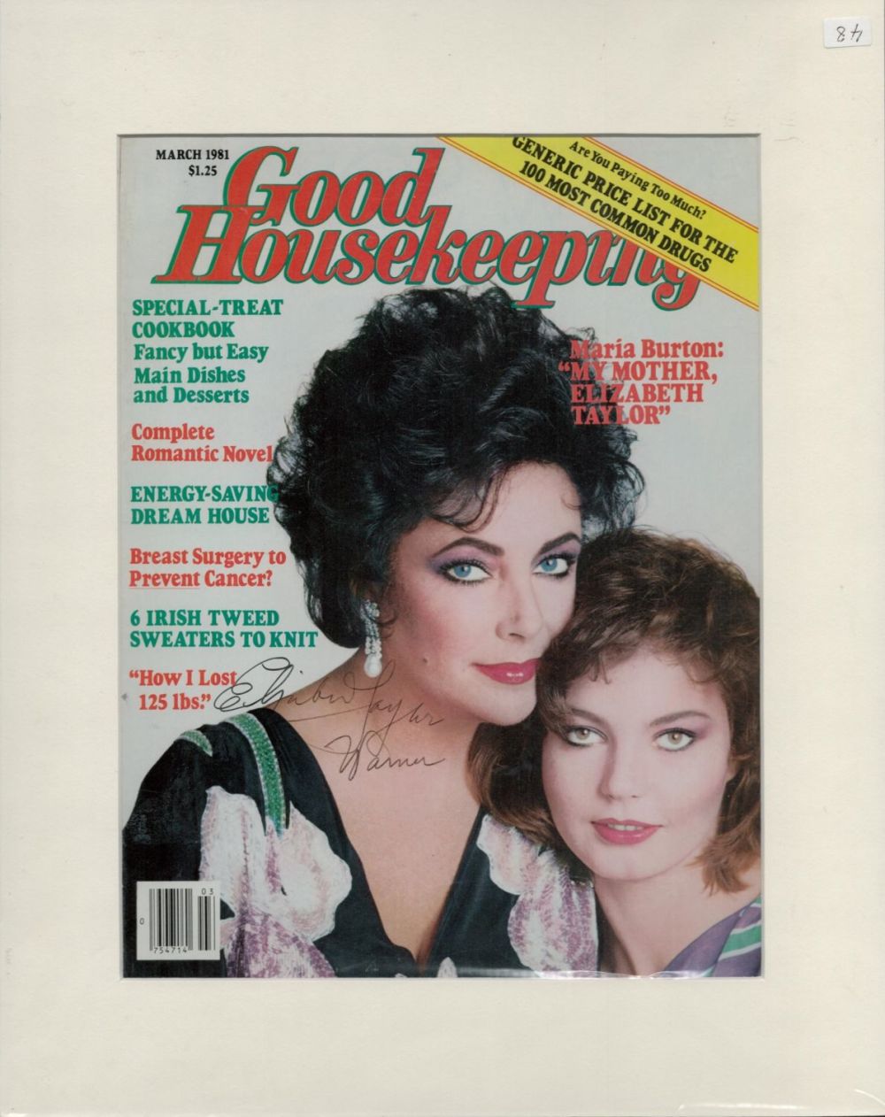 Lot 83: Elizabeth Taylor signed 14x11 overall mounted colour magazine...