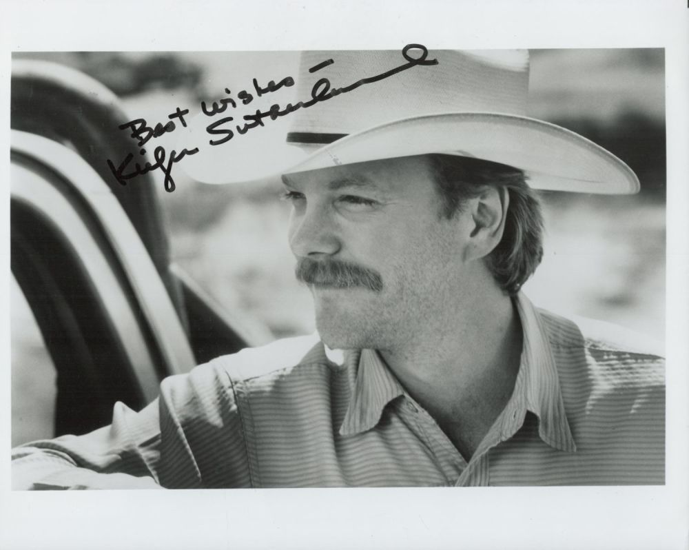 Lot 91: Kiefer Sutherland signed 10x8 inch black and white...