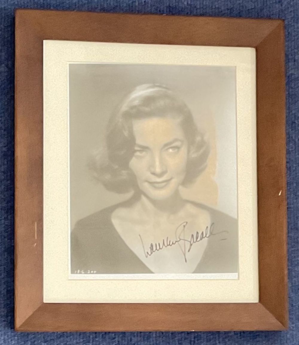 Lot 97: Lauren Bacall signed 14x12 inch framed and mounted...