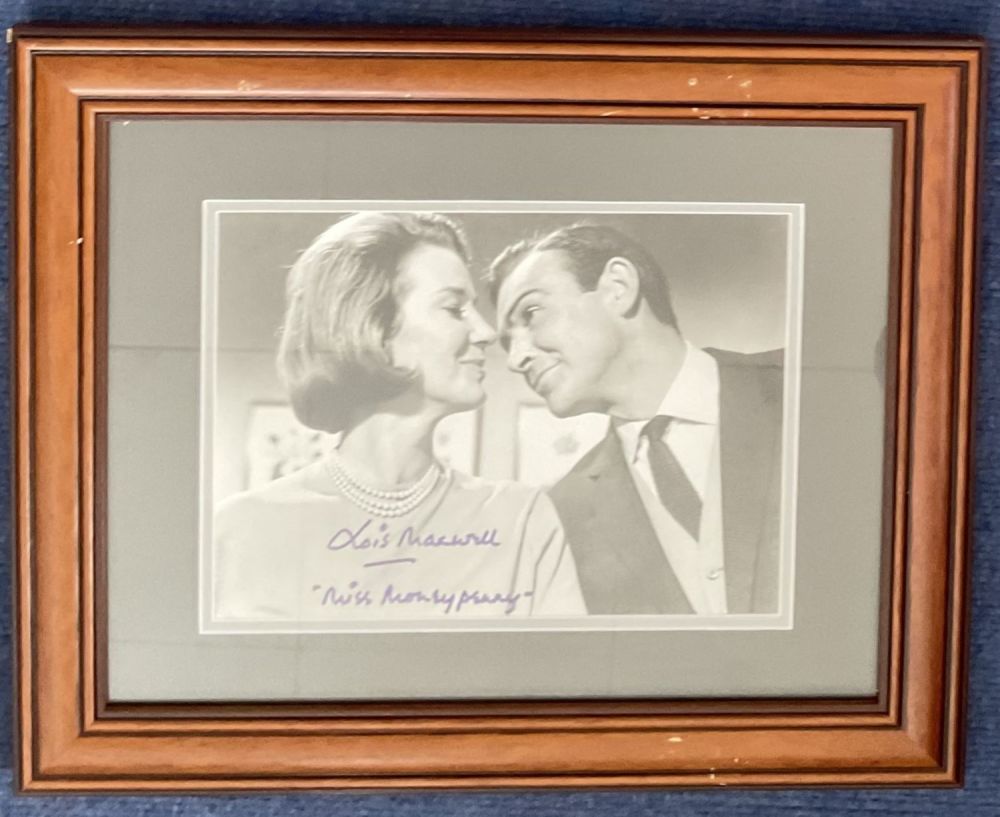 Lot 101: Lois Maxwell signed 16x13 inch overall mounted and...