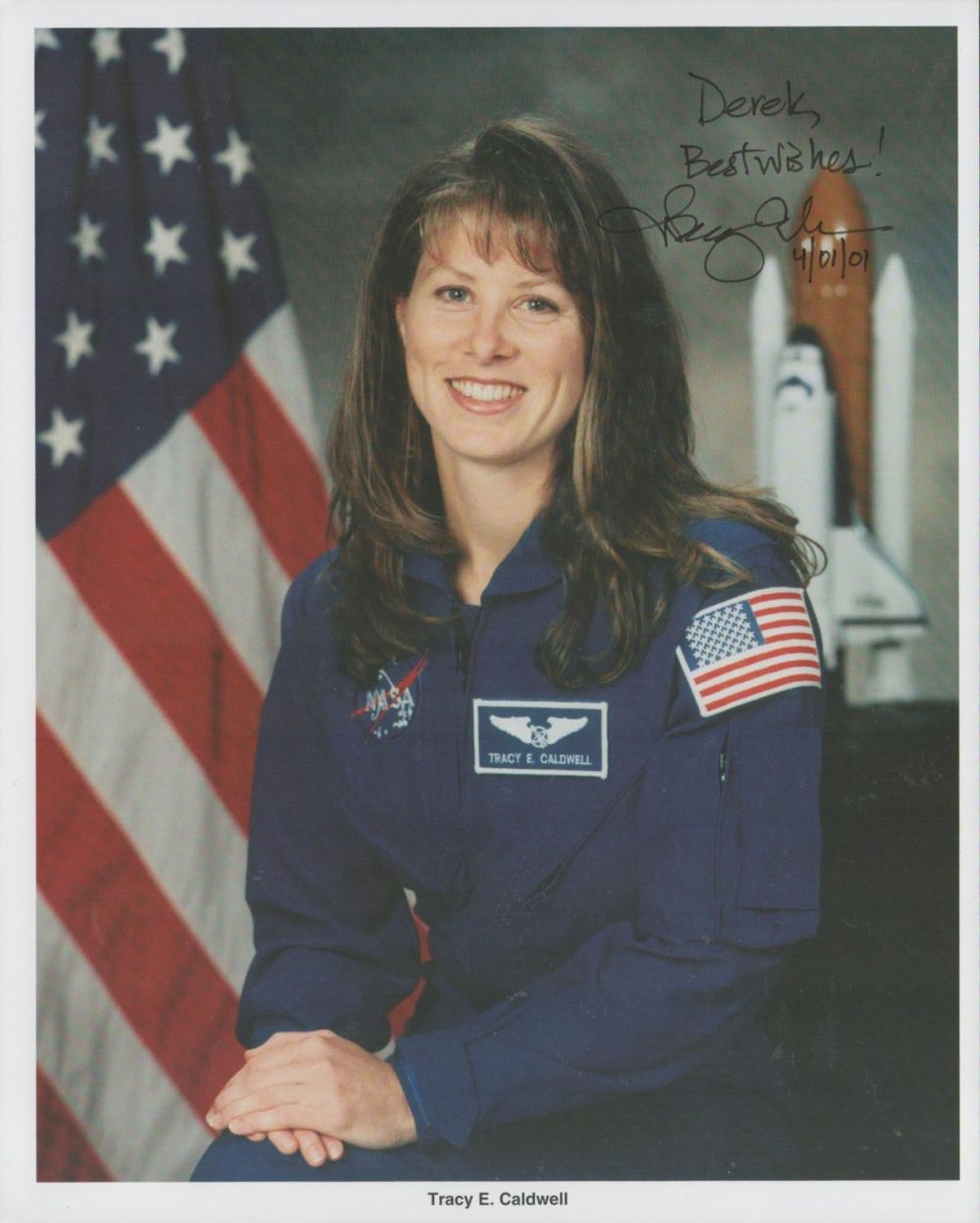 Lot 132: Astronaut Tracy E Caldwell signed 10 x 8...