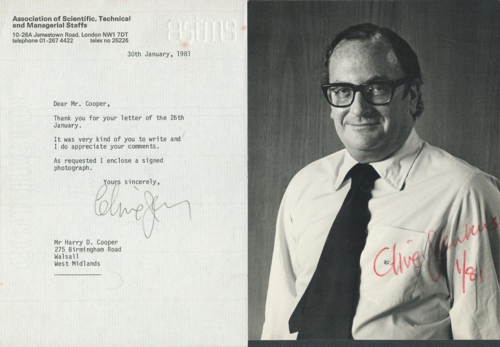 Lot 244: CLIVE JENKINS Signed 6x8 black and white Photo...