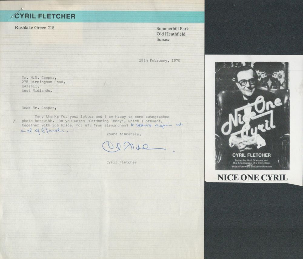 Lot 245: CYRIL FLETCHER Signed TLS dated 19th Feb 1979....