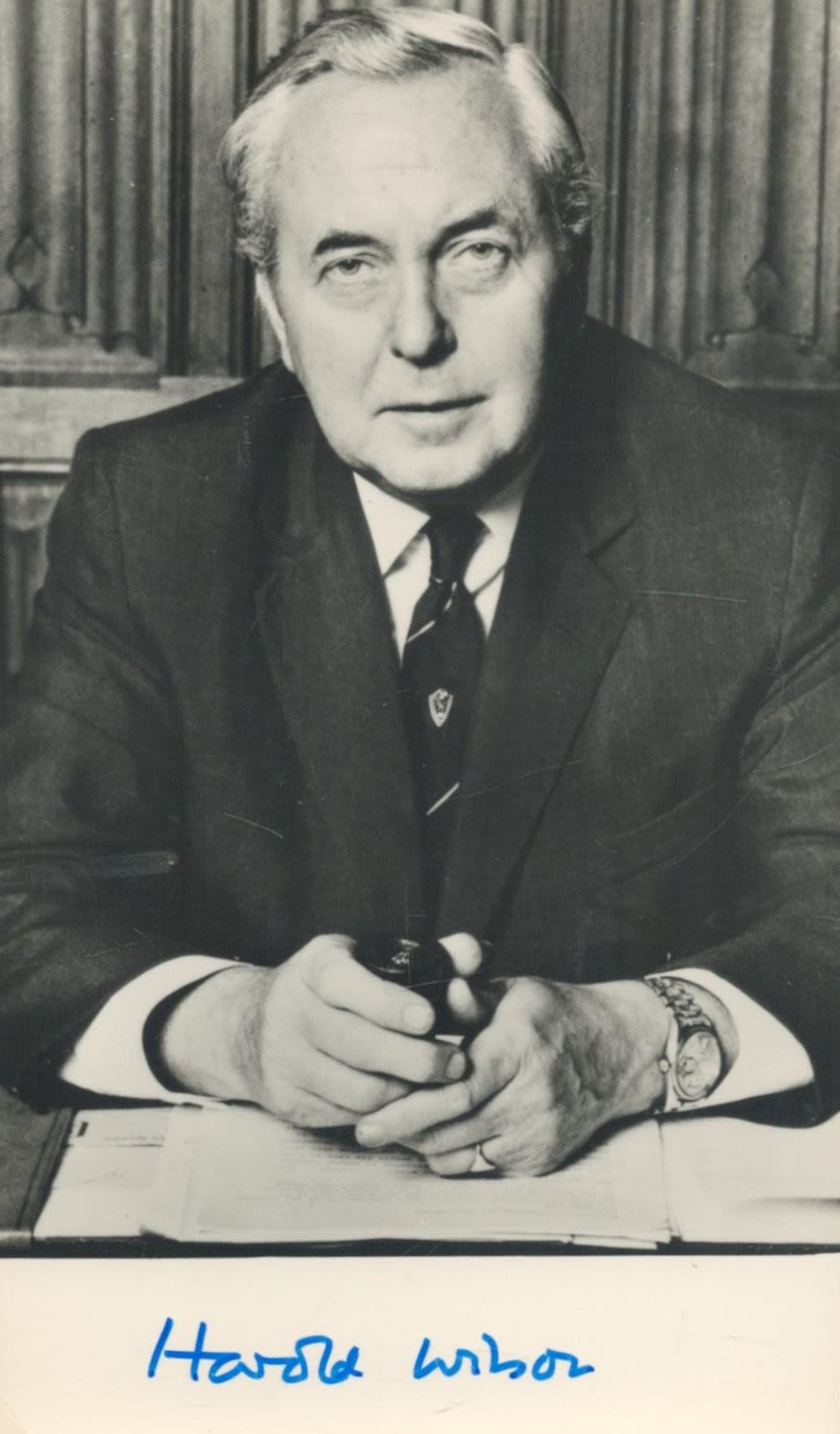 Lot 247: HAROLD WILSON Signed 6x4 black and white Photo....