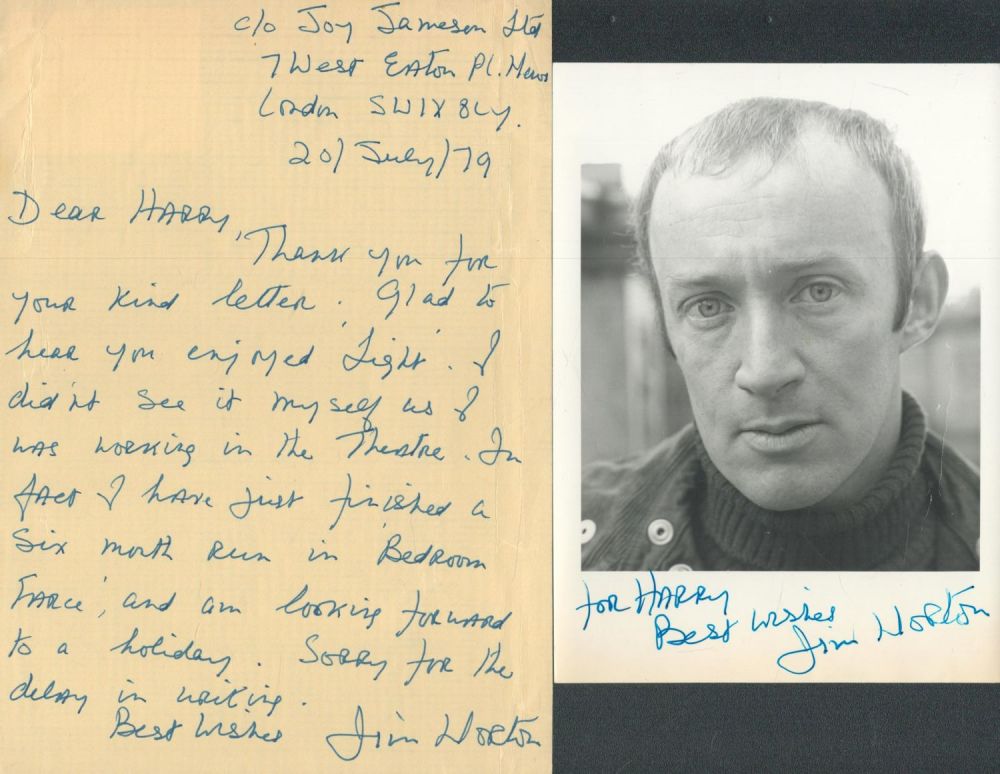 Lot 255: JIM NORTON Irish Actor Signed 7x5 black and...