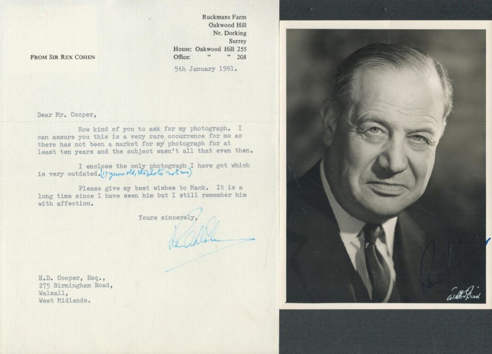 Lot 264: SIR REX COHEN Captain of Industry Signed 7x5...