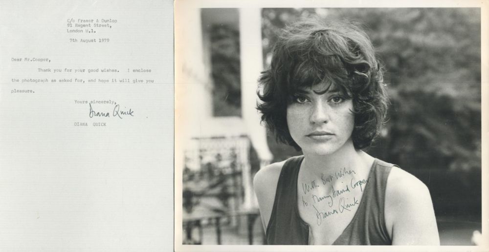 Lot 277: DIANA QUICK English Actress Signed TLS dated 7th...